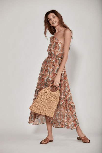 Molly Bracken One Shoulder Paisley Maxi Dress